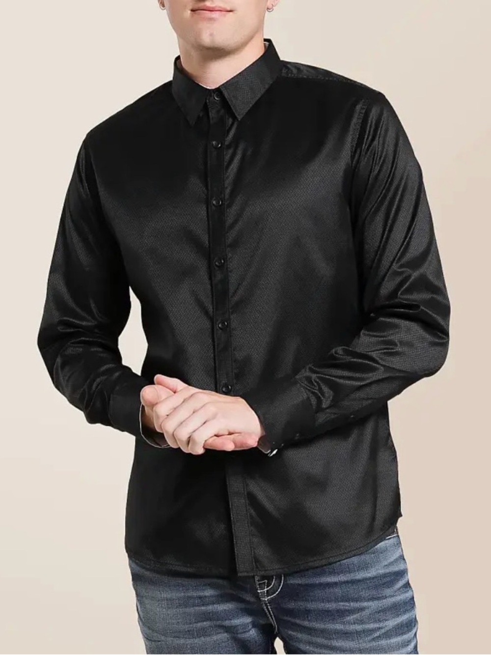 J.B. Holt Men's Black Long-Sleeve Button-Up Shirt
